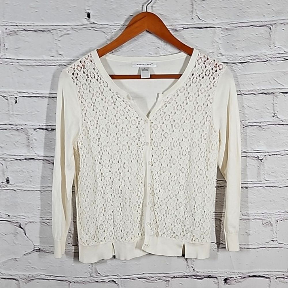 August Silk Cream Cardigan Sweater